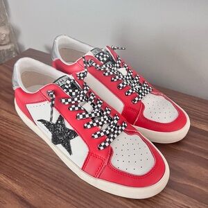 Vintage Havana size 8.5 red and black checked sneakers worn once